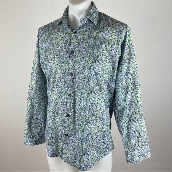 Jared Lang Pastel Watermark Regular Fit Long Sleeve Shirt Size L - Picture 2 of 13